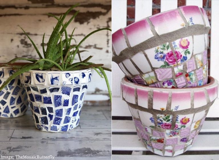 How to Make Mosaic Flower Pots from Broken China