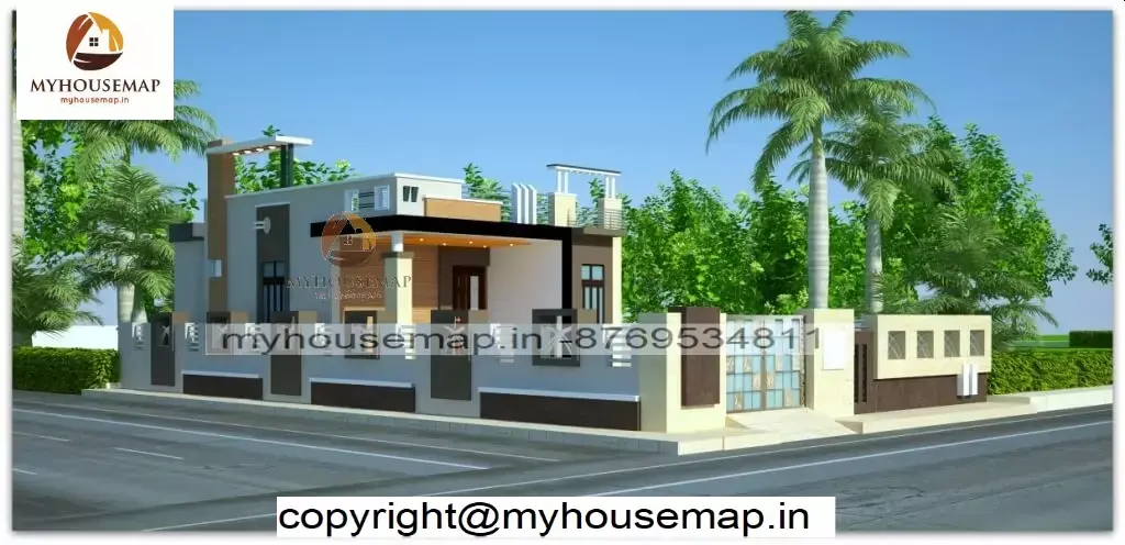 Simple house design with boundary wall by Jaipur-based My House Map