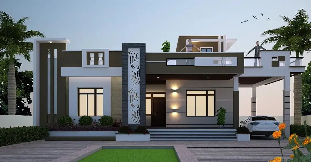 Single Floor House Design with car parking by Jogesh Dhangar of JD Home Creative