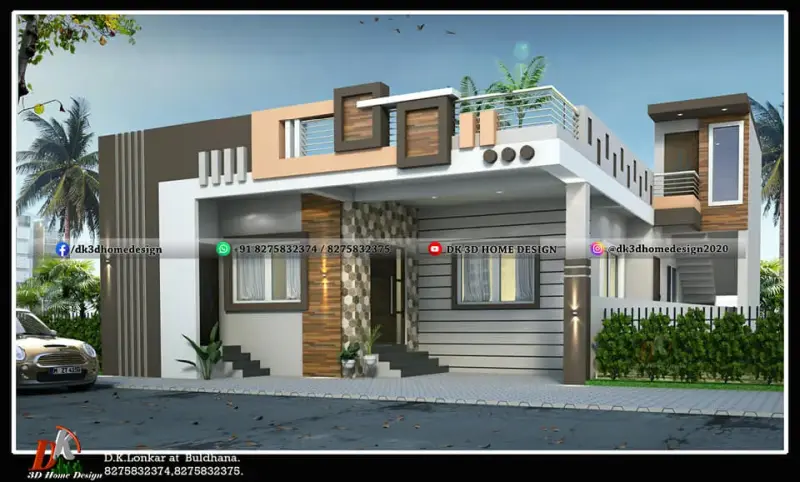 This one BHK house designed by DK 3D Home Design boasts colorful combinations
