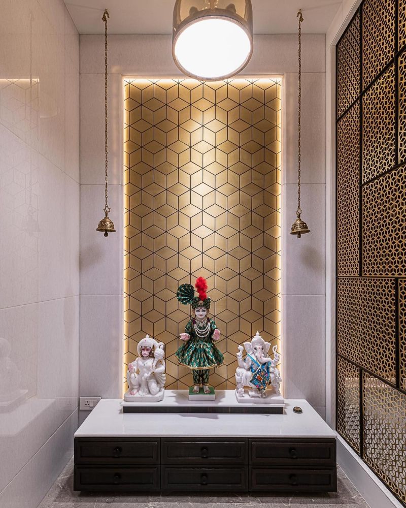 Puja room with Metalwork by Reflecct Design Studio