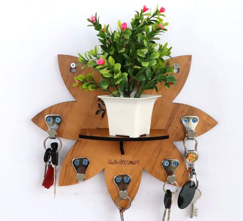Wooden Key Holder with small shelf