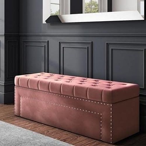 WOOD PLAZA 2-seater tufted bench with storage