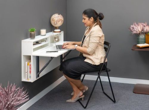 Wall mounted folding table with shelf by InvisibleBed